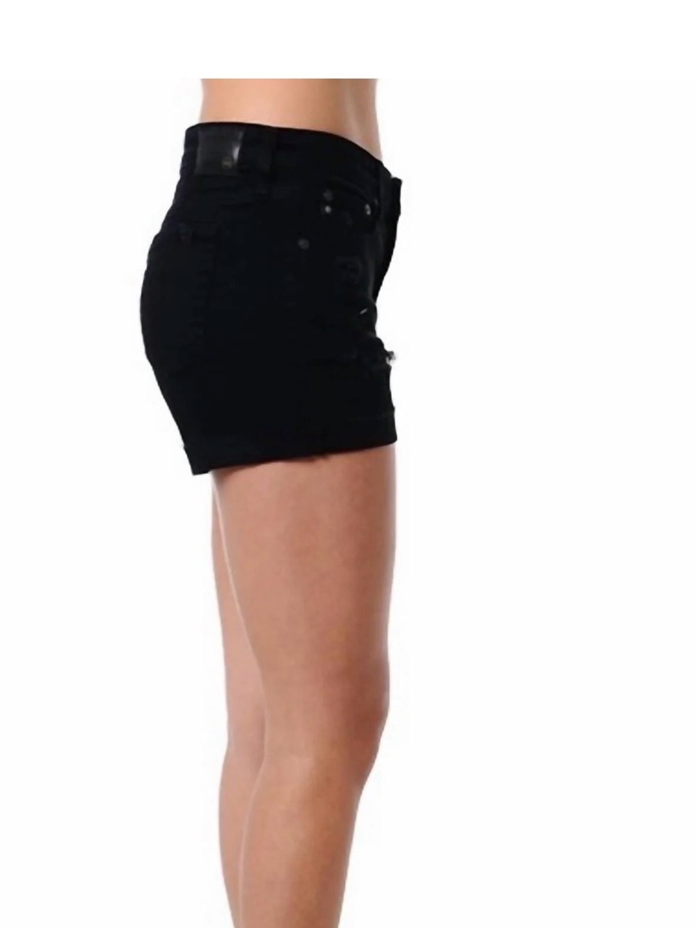 AG Adriano Goldschmied Black Hailer Ex Boyfriend Rolled Cuff Denim Shorts. 27 - Picture 2 of 7